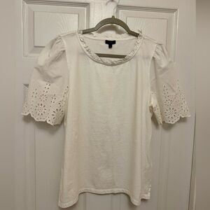 Talbots white Eyelet Sleeve Blouse